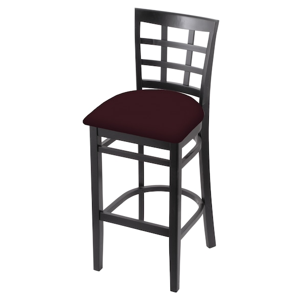 25" Counter Stool, Black Finish, Canter Bordeaux Seat
